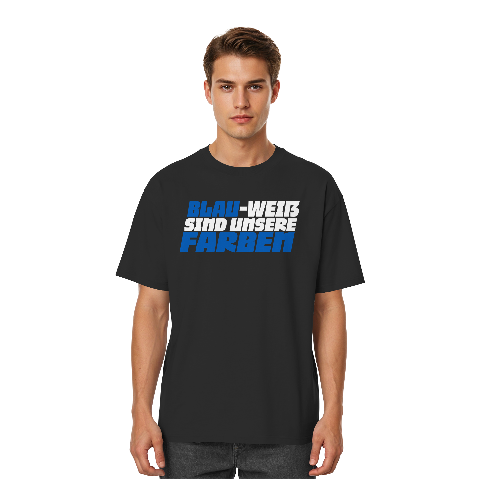 Blau Weiß - Streetwear Oversized T-Shirt – Bild 2