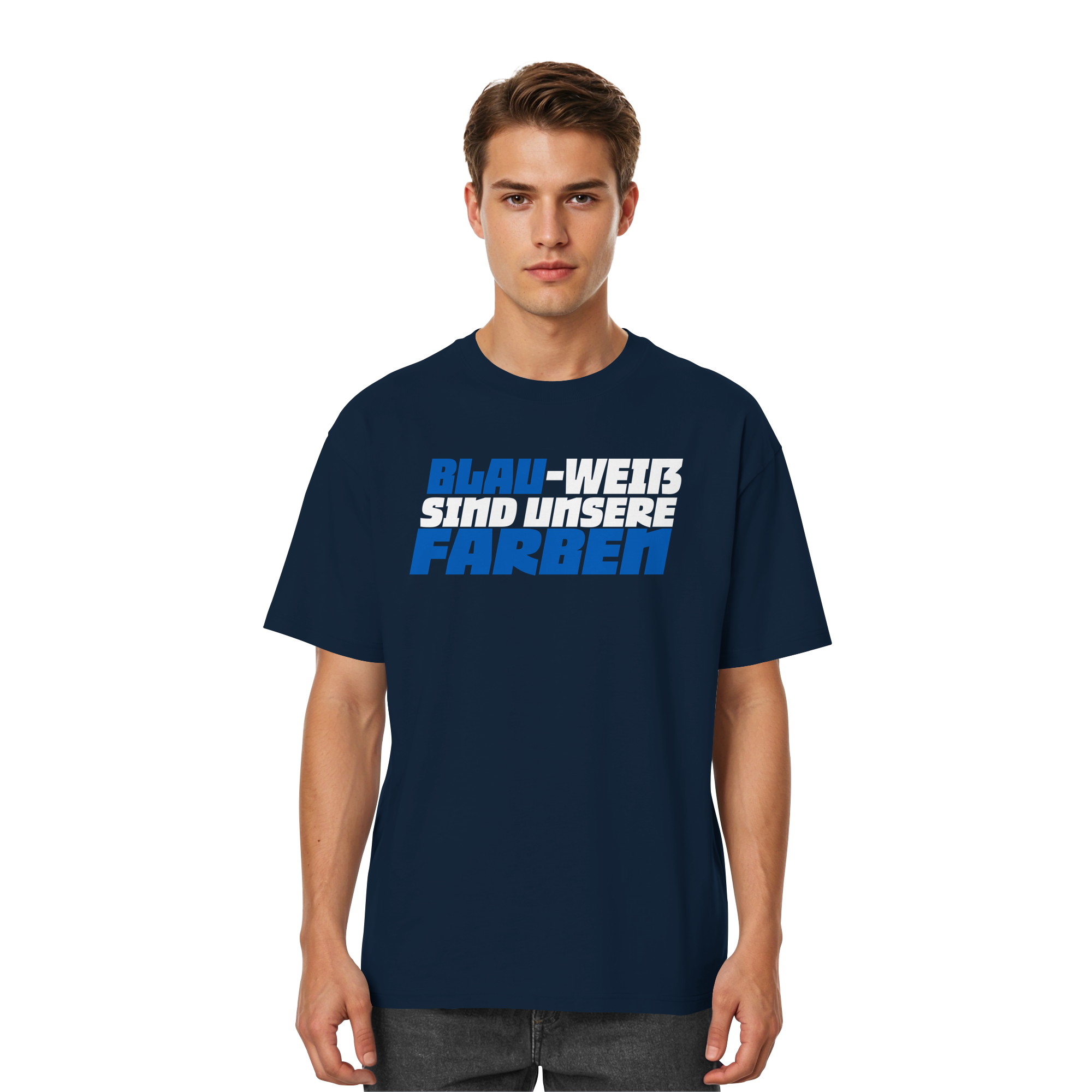 Blau Weiß - Streetwear Oversized T-Shirt – Bild 6