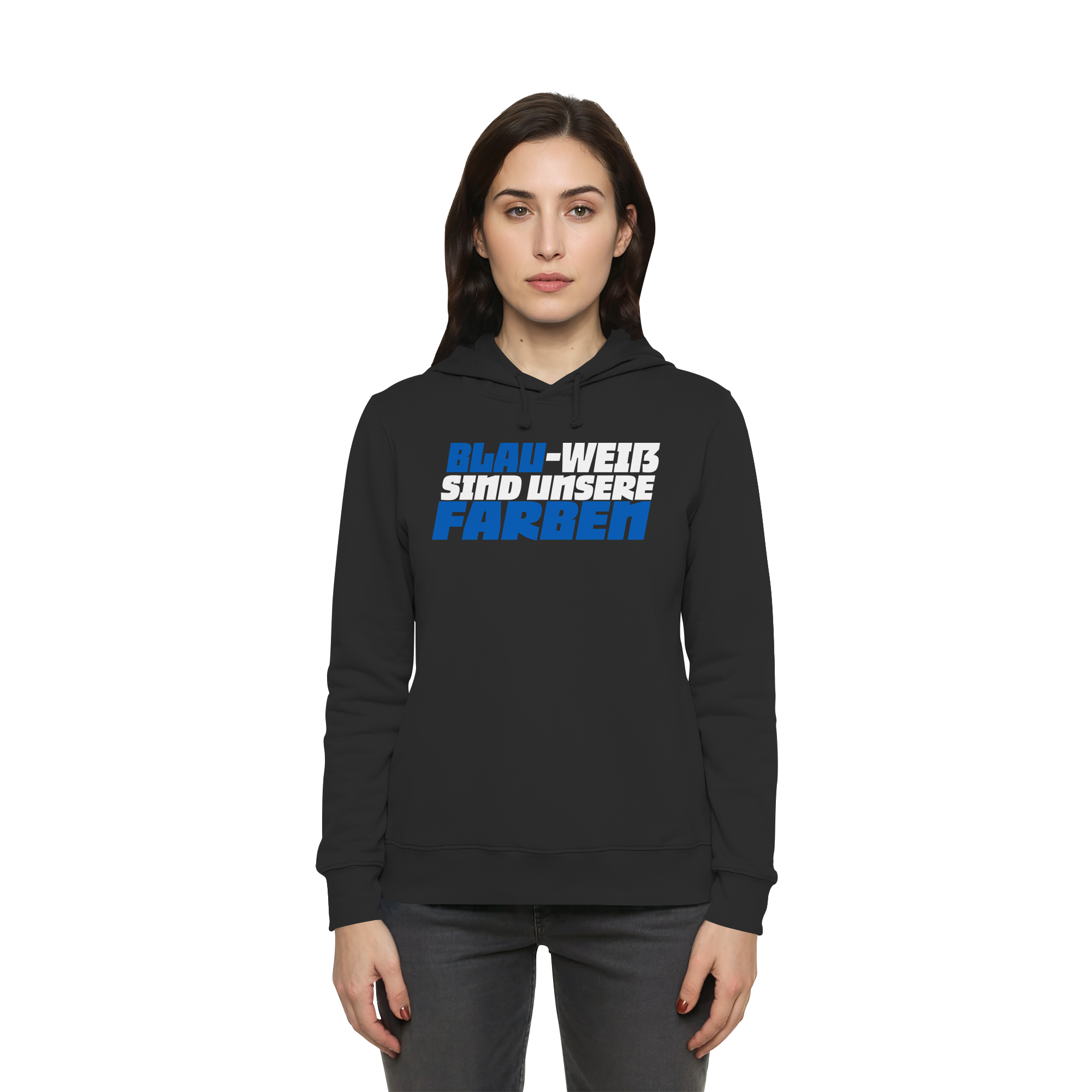 Blau Weiß - Womens Organic Hoodie B&C – Bild 2