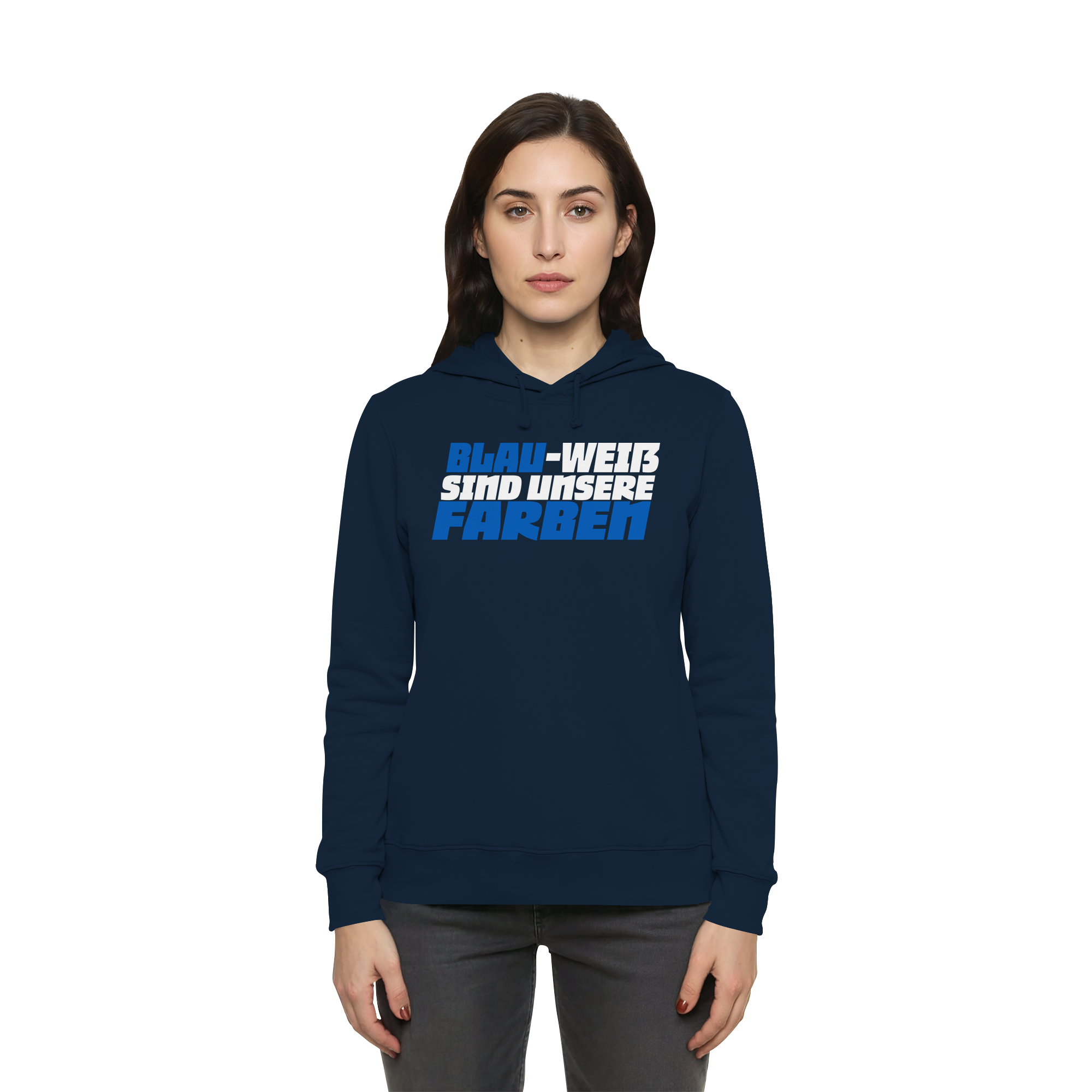 Blau Weiß - Womens Organic Hoodie B&C – Bild 6
